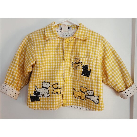 Vintage Chalu Gingham Jacket with Scotty Dogs Size 12 M - Picture 1 of 10